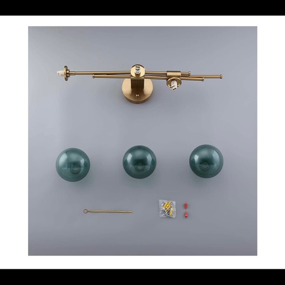 Mid-Century Modern Gold 3-Light Globe Clear Glass Indoor Light Fixture - GREEN - Picture 3 of 3